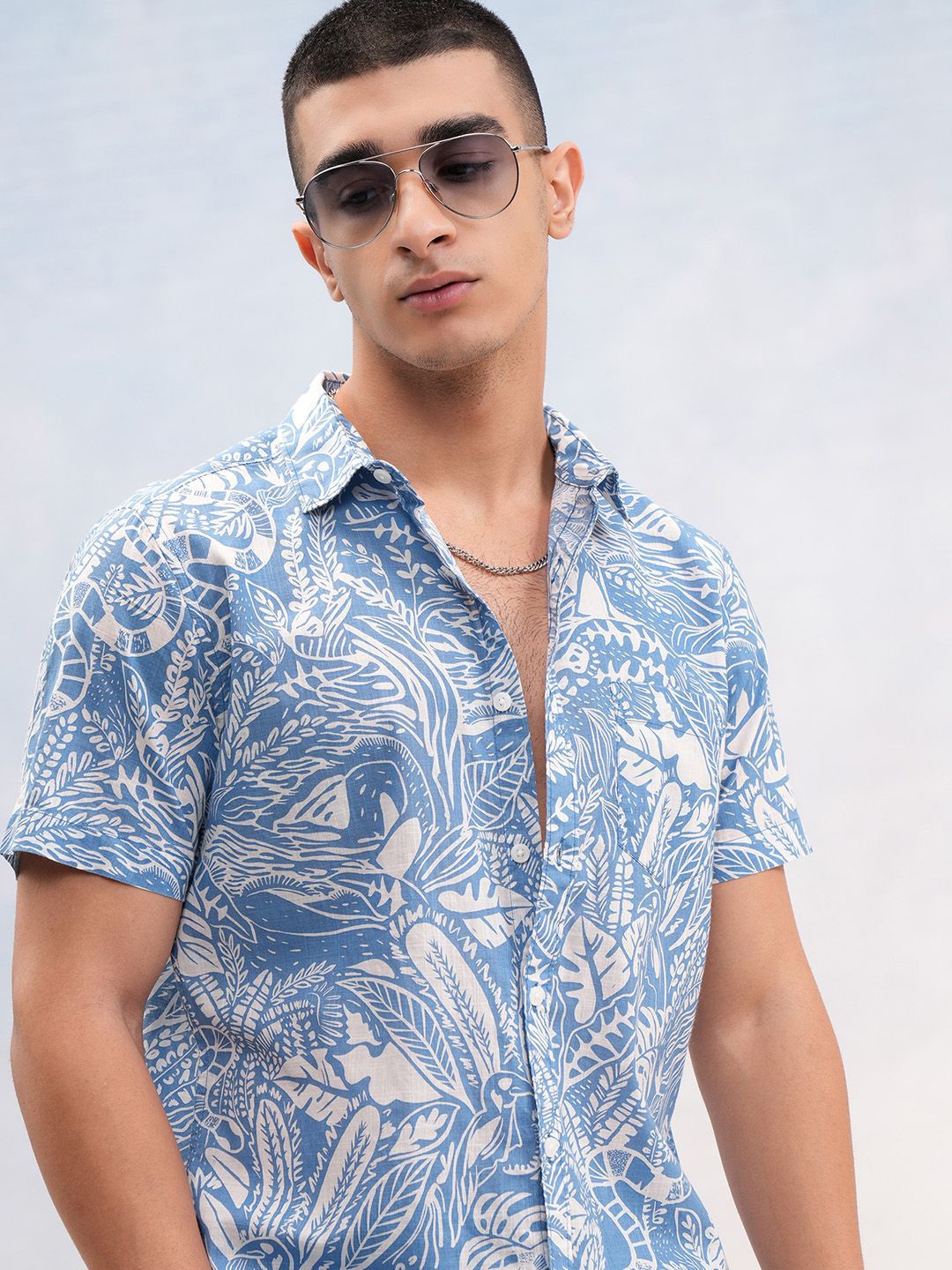 

Highlander Men Printed Relaxed Fit Shirt, Blue