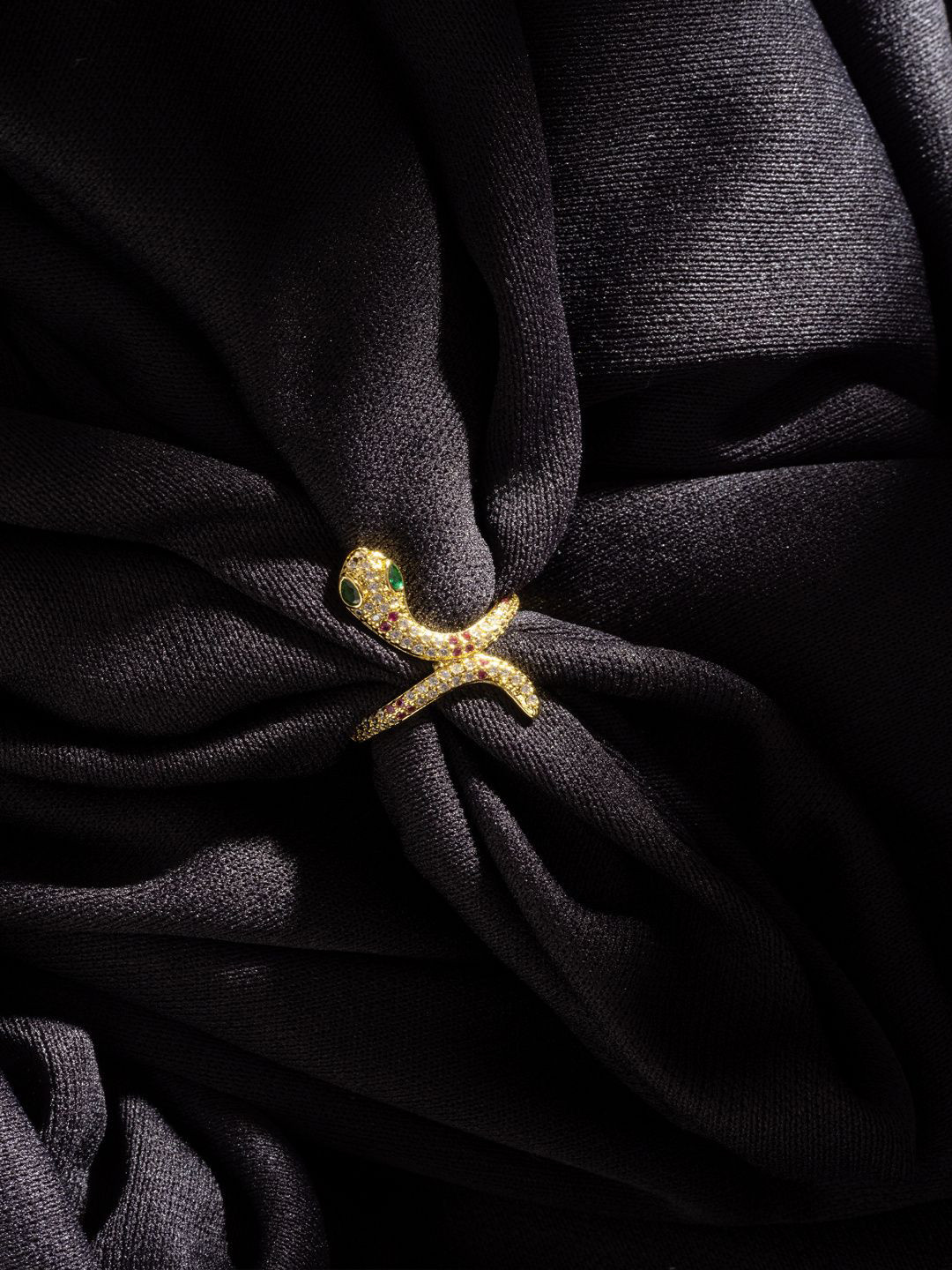 

Niscka Gold-Plated AD-Studded Adjustable Finger Ring