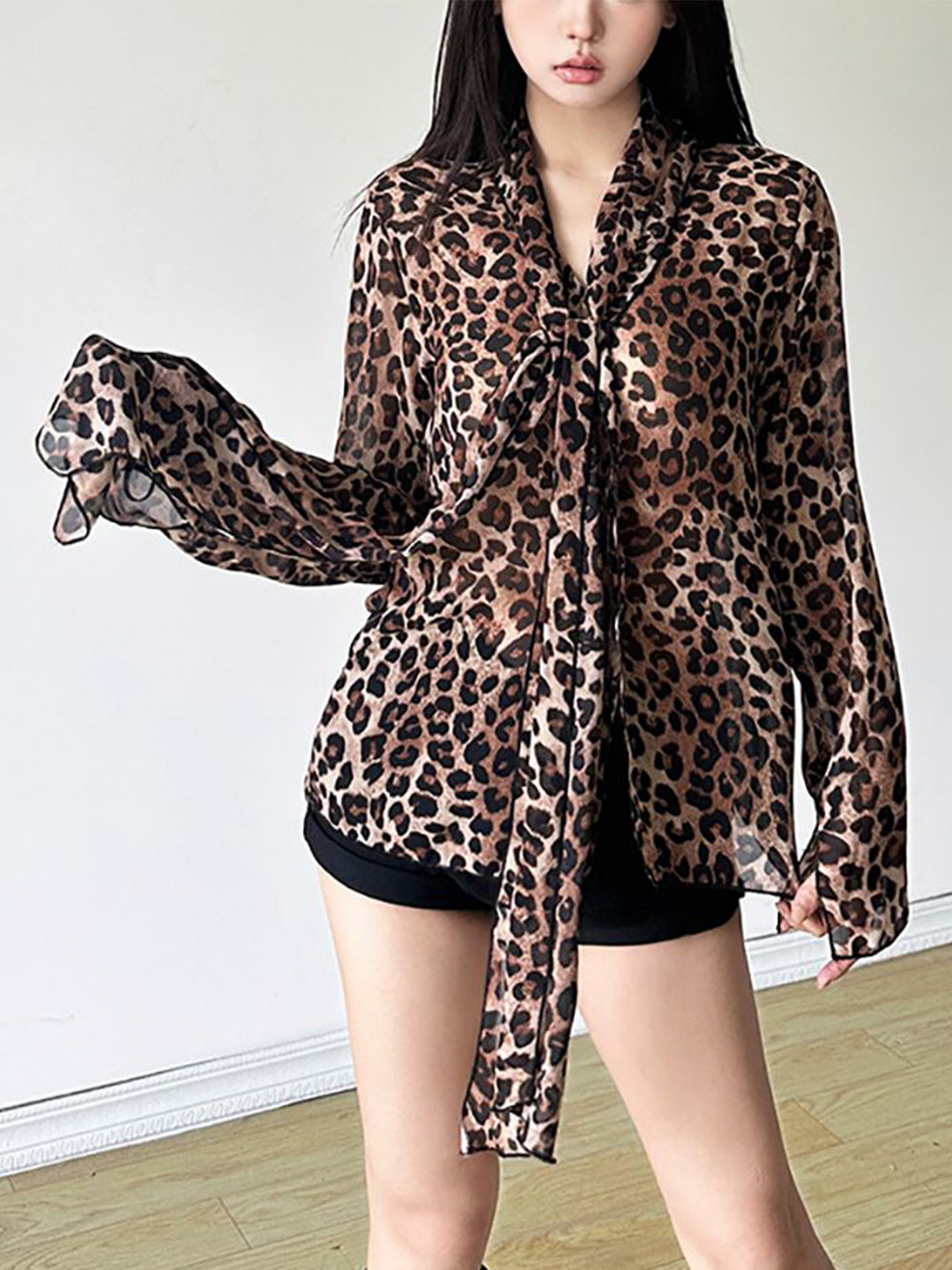 

StyleCast x Revolte Animal Print Top, Brown