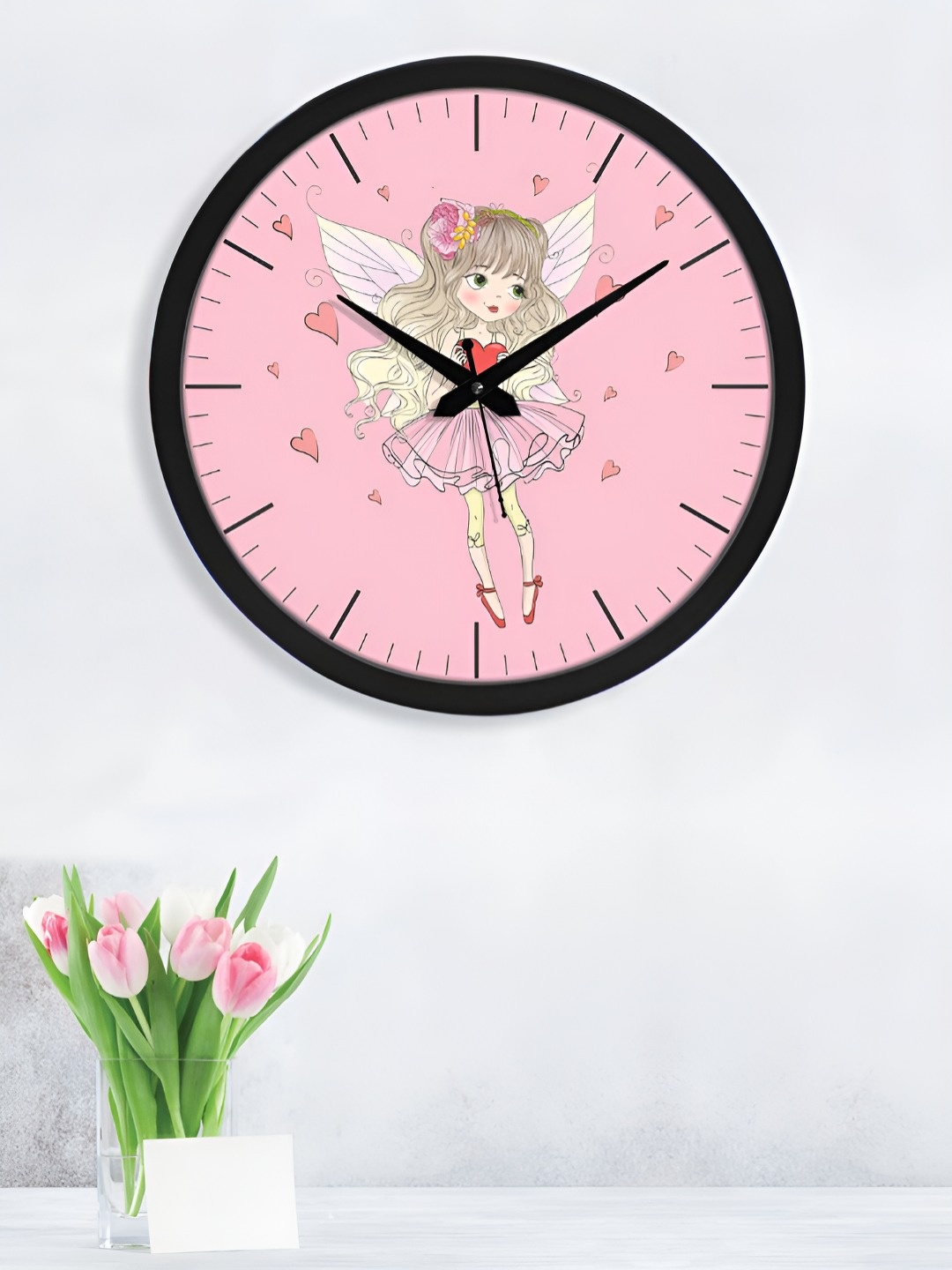 

RANDOM Printed Round Shaped Sweep Silent Movement Contemporary Wall Clock, Black