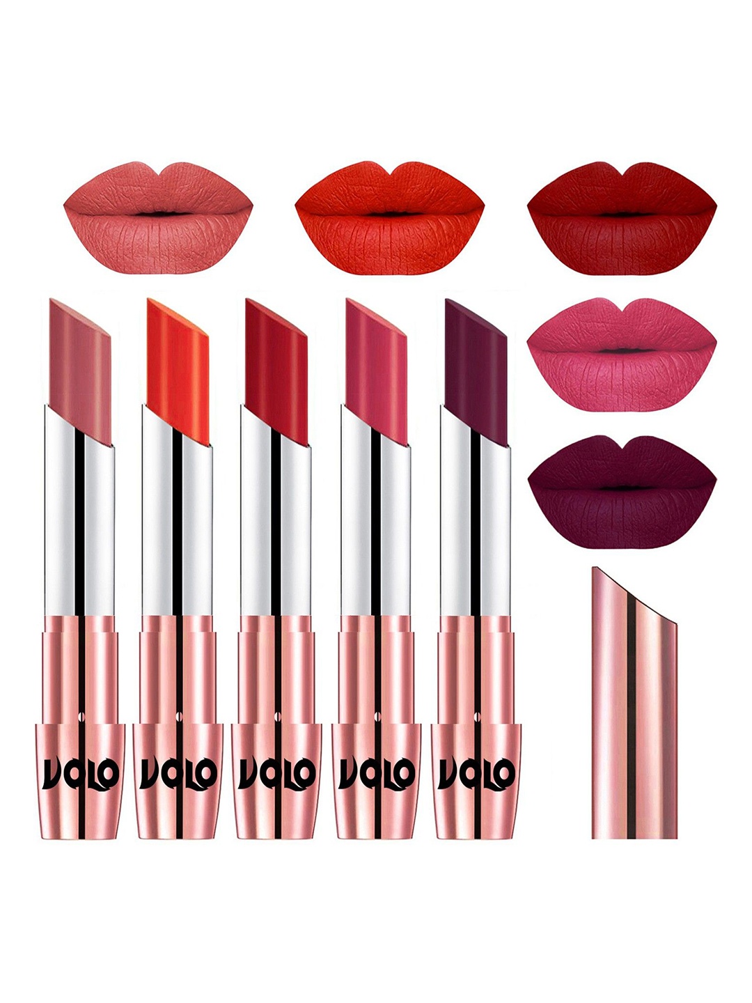 

VOLO Set Of 5 Creme Matte Lipstick - 3.5 g Each - 32-39-40-41-47, Multi