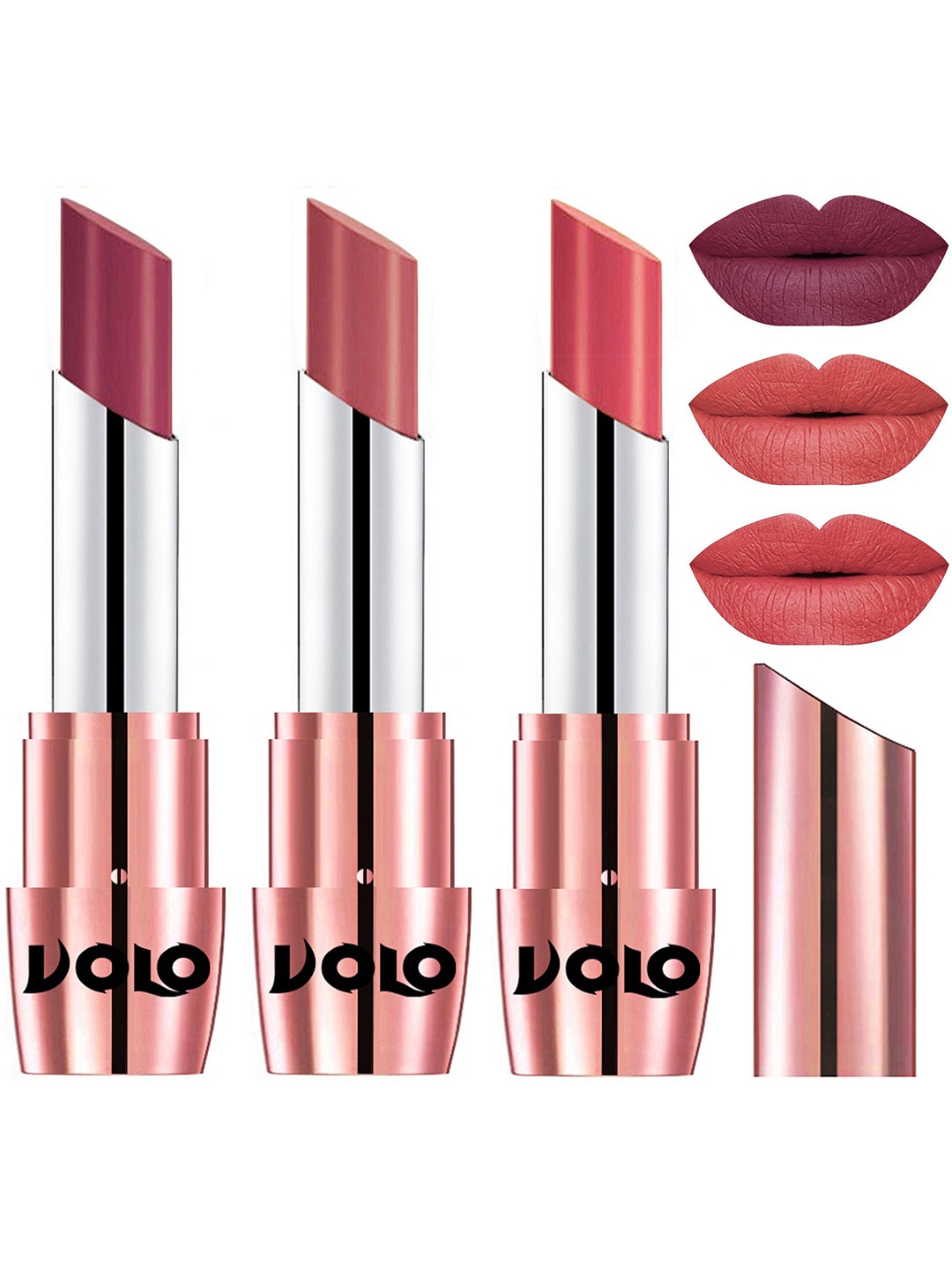 

VOLO Set Of 3 Creme Matte Lipstick 3.5 g Each - Shades 631 632 & 637, Red