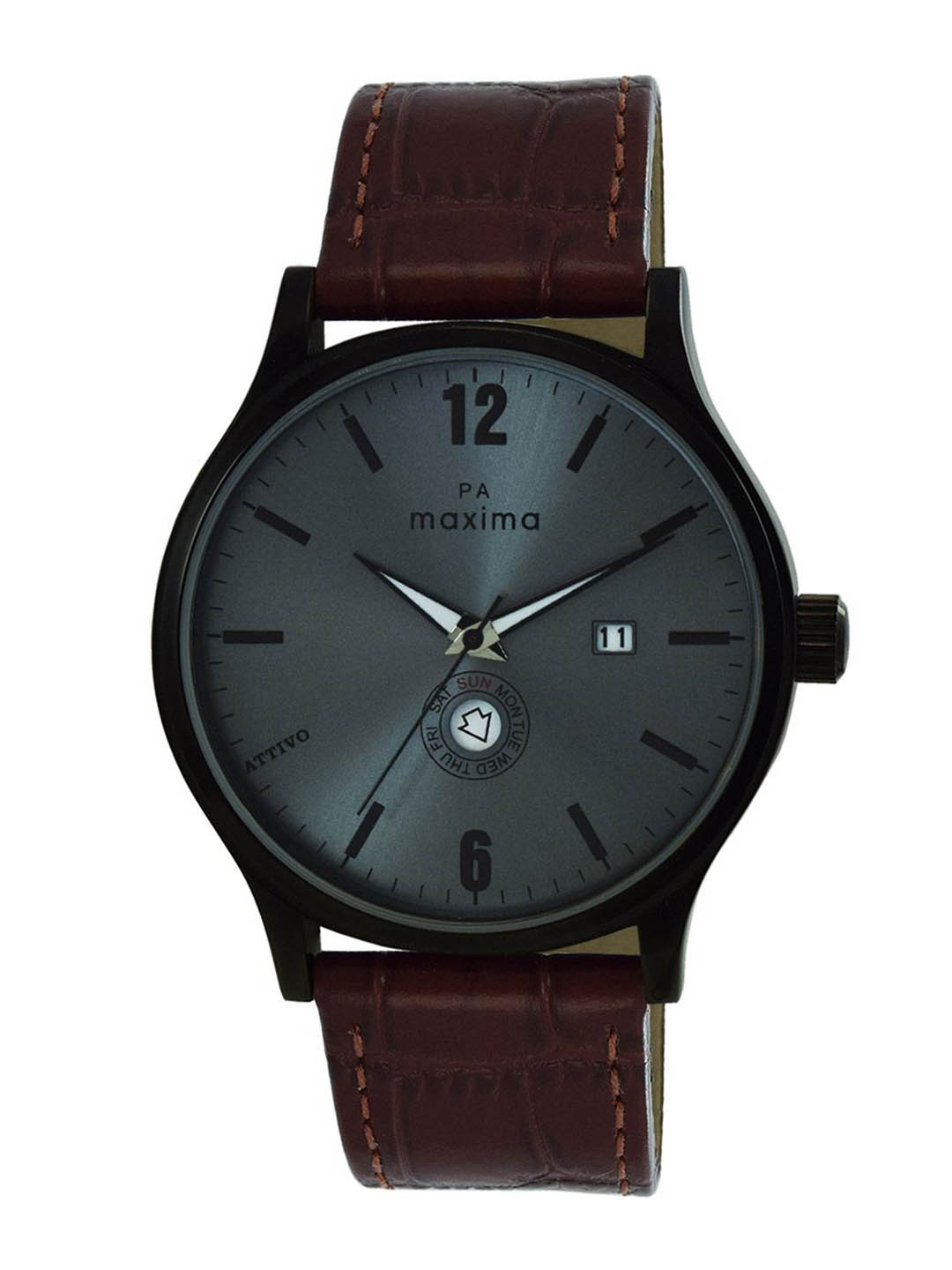 

maxima Men Dial & Leather Straps Analogue Watch 64111LMGB, Grey