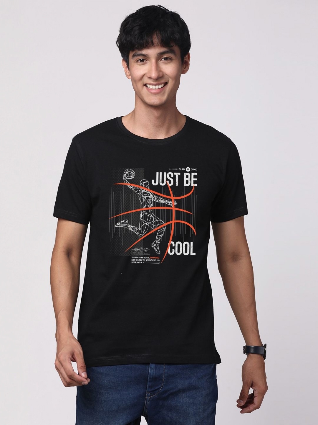 

ADRO Men Graphic Printed Cotton T-shirt, Black