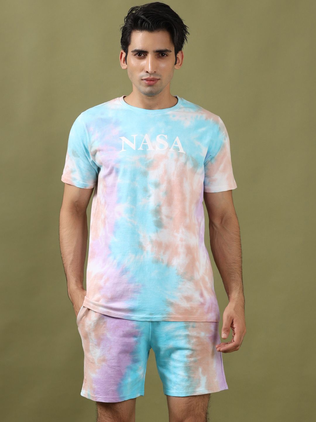 

Tistabene Tie & Dye Printed T-Shirt & Shorts Co-Ord, Blue