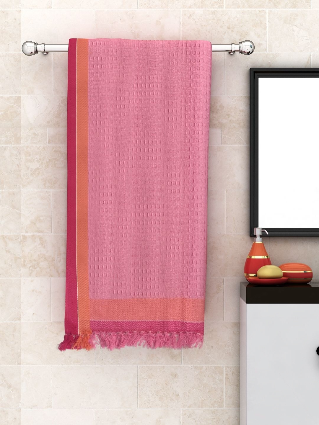 

Aura Pink & Magenta Pure Cotton 210 GSM Bath Towel