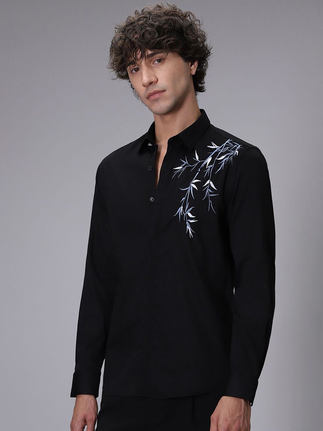 

Banana Club Men Classic Slim Fit Opaque Casual Shirt, Black