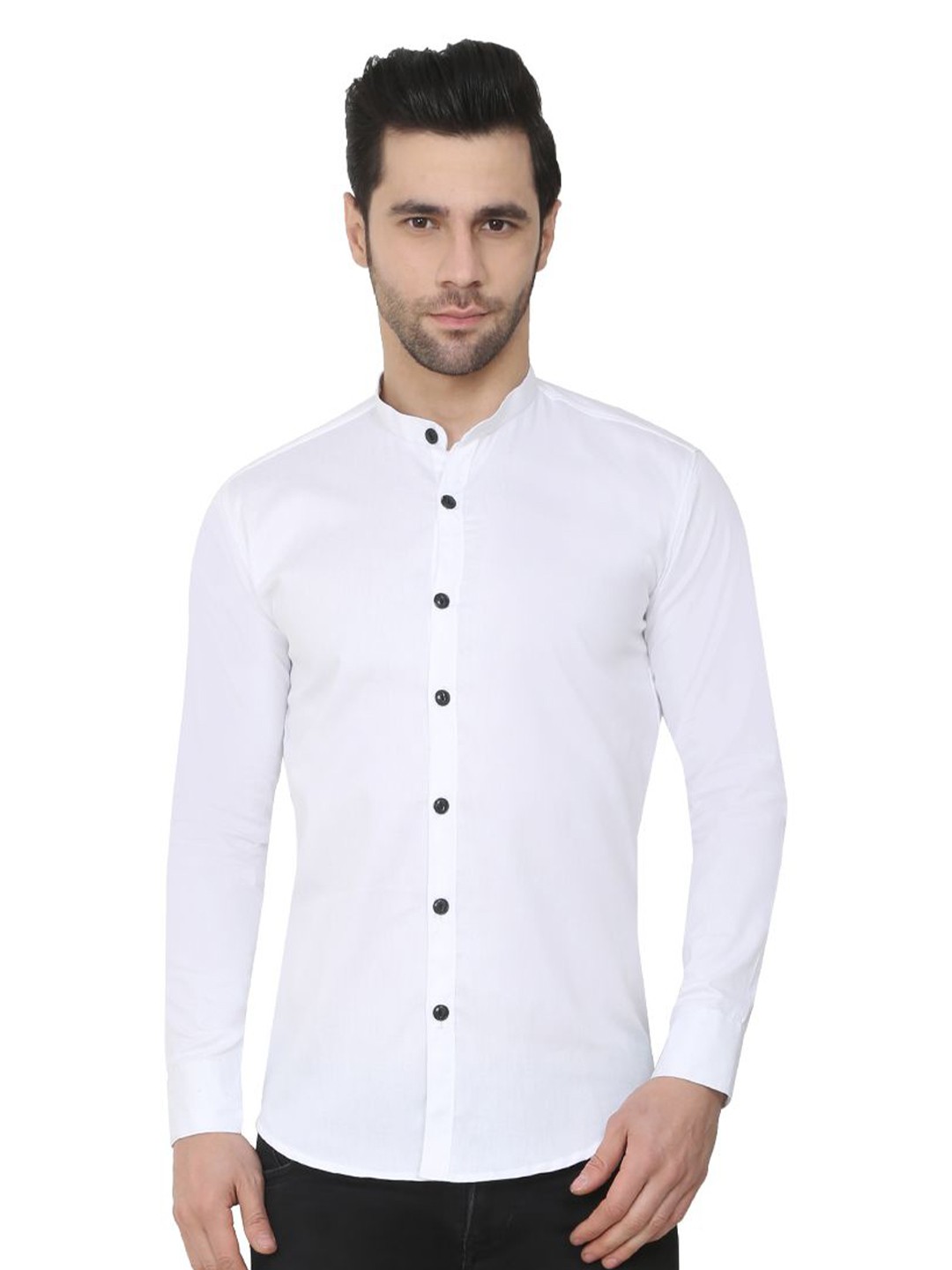 

CRAFT HEAVEN Men Comfort Mandarin Collar Solid Casual Shirt, White