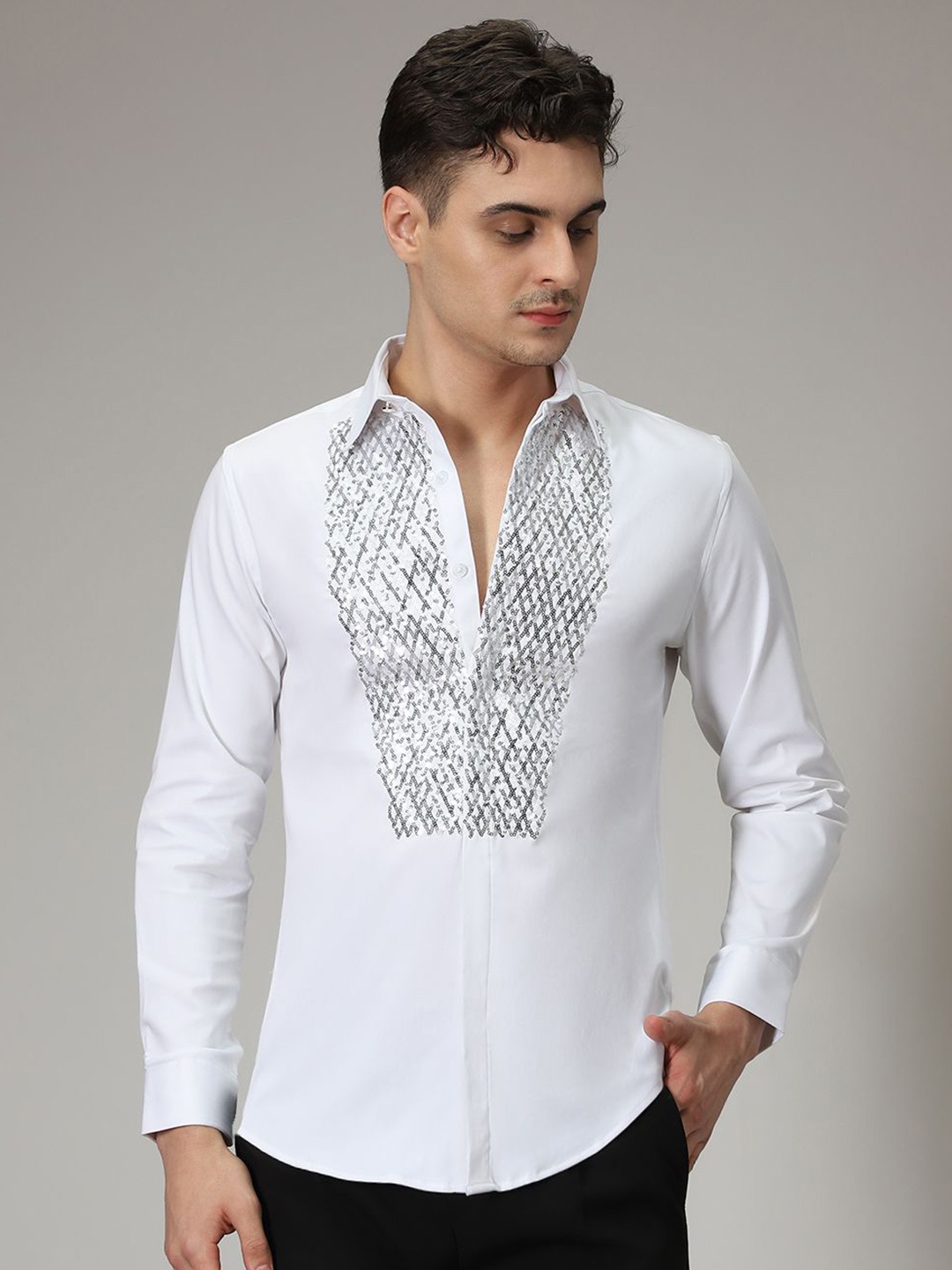 

Banana Club Men Classic Slim Fit Opaque Casual Shirt, White
