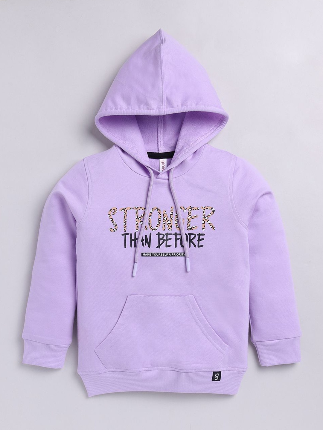 

Ginie Girls Typography Printed Hooded Sweatshirt, Purple