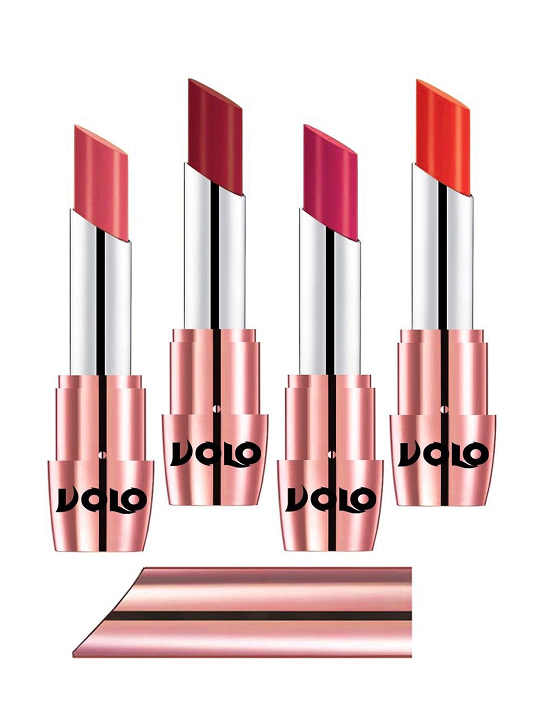 

VOLO Set Of 4 Creme Matte Lipstick - 3.5 g Each - Coral-Red-Dark Peach-Passion Pink
