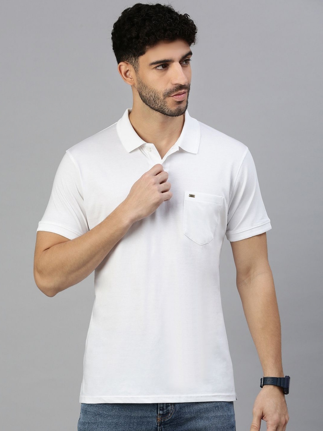 

ZEDD Men Solid Polo Collar Cotton T-shirt, White