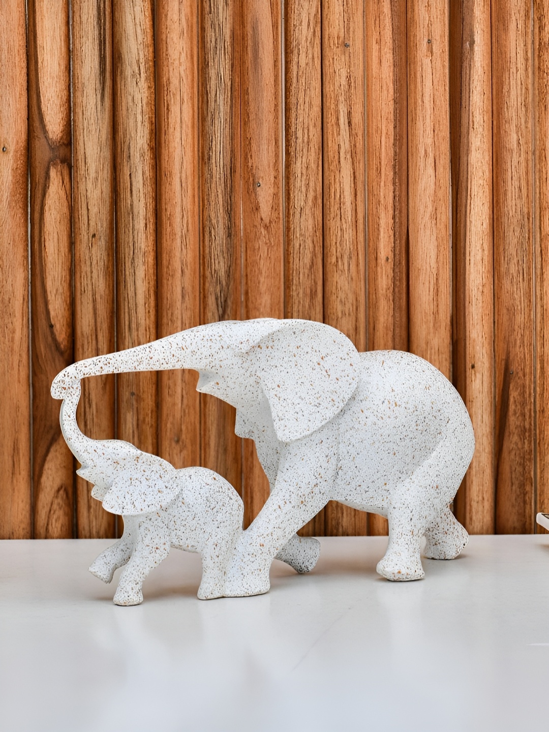 

Athome by Nilkamal White Mom Baby Elephant Showpiece