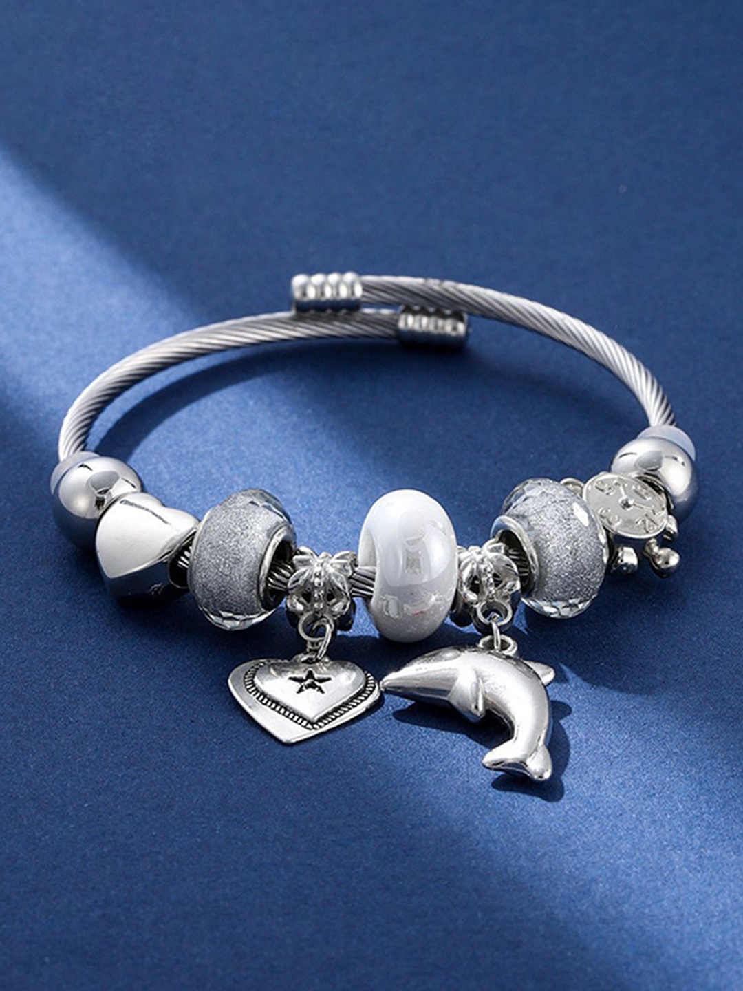 

Peora Silver-Plated Stone Studded Charm Bracelet