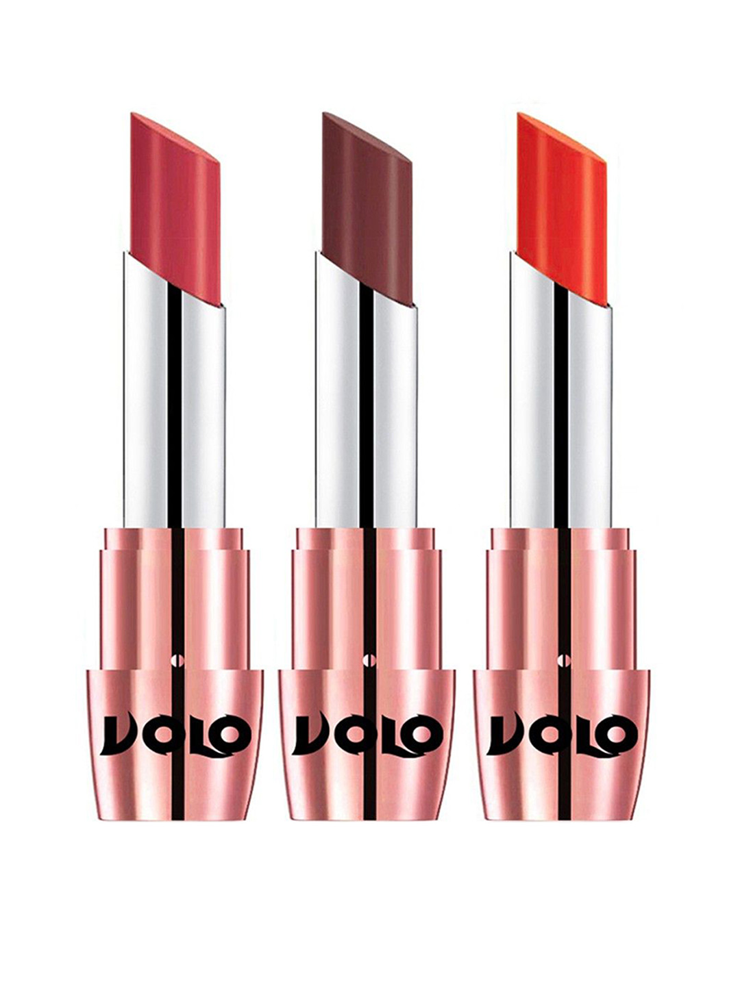 

VOLO Set Of 3 Creme Matte Lipstick- Peach 633 Coffee 634 Coral 639 -3.5g Each, Pink