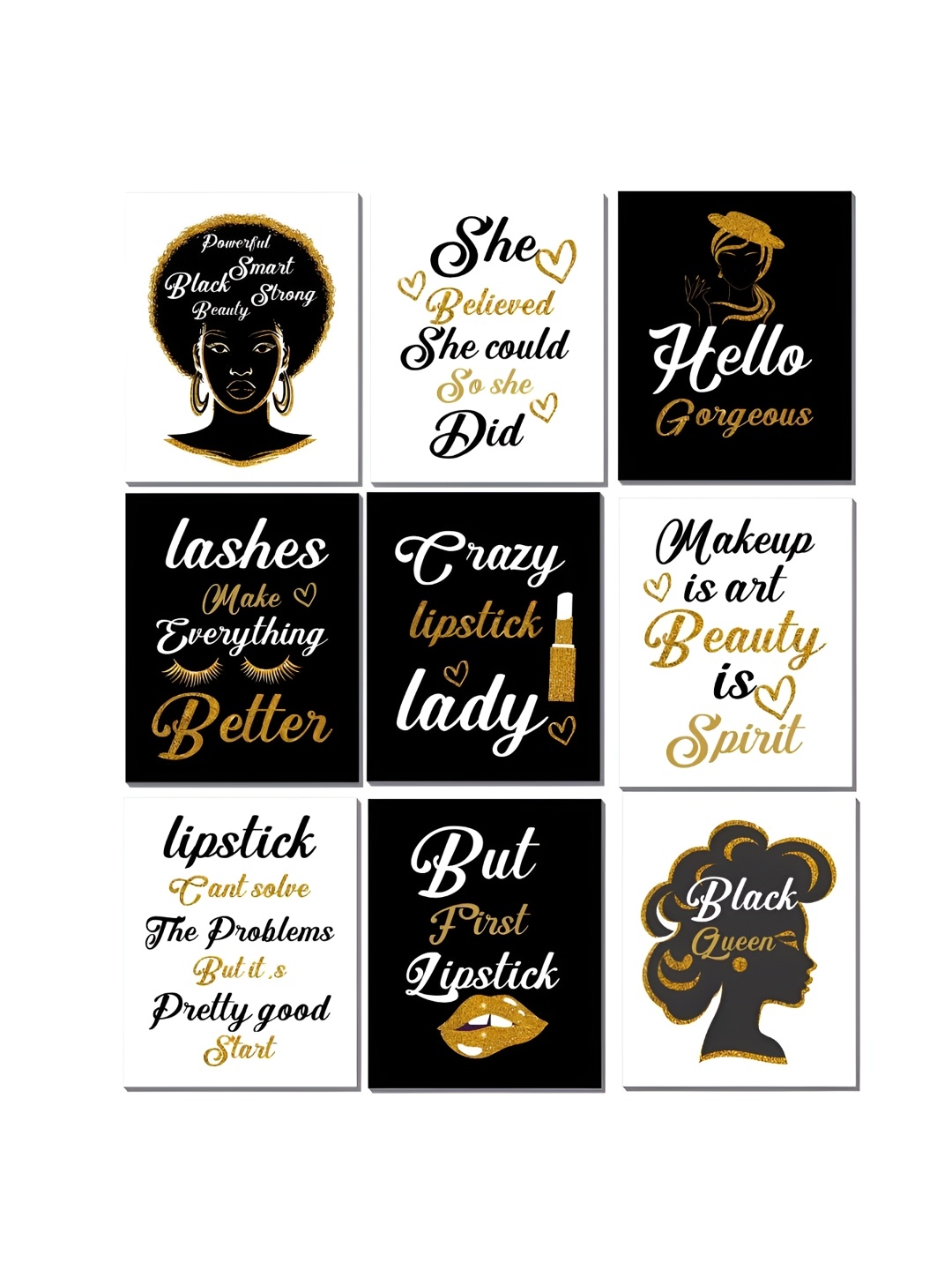 

CVANU Black & White 9 Pieces Printed Wall Decals and Stickers