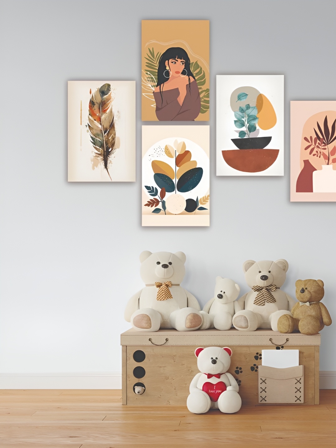 

CVANU White & Brown 5PiecesPrinted Wall Posters