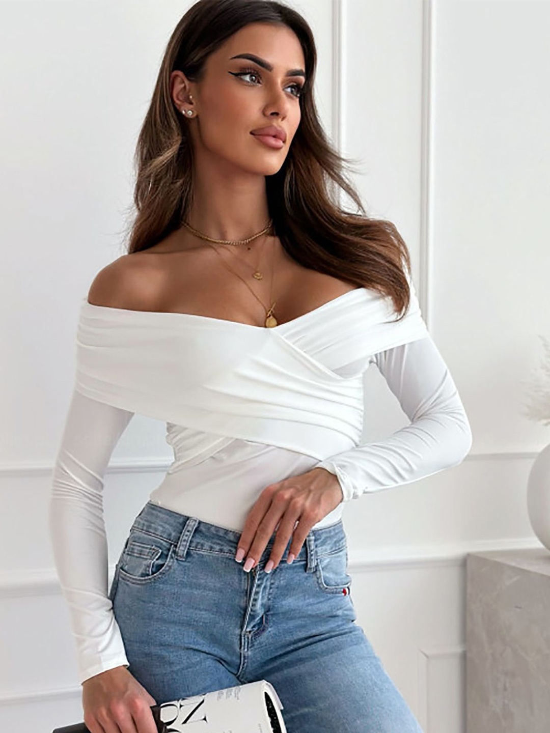 

StyleCast x Revolte Women Solid Off-Shoulder Top, White