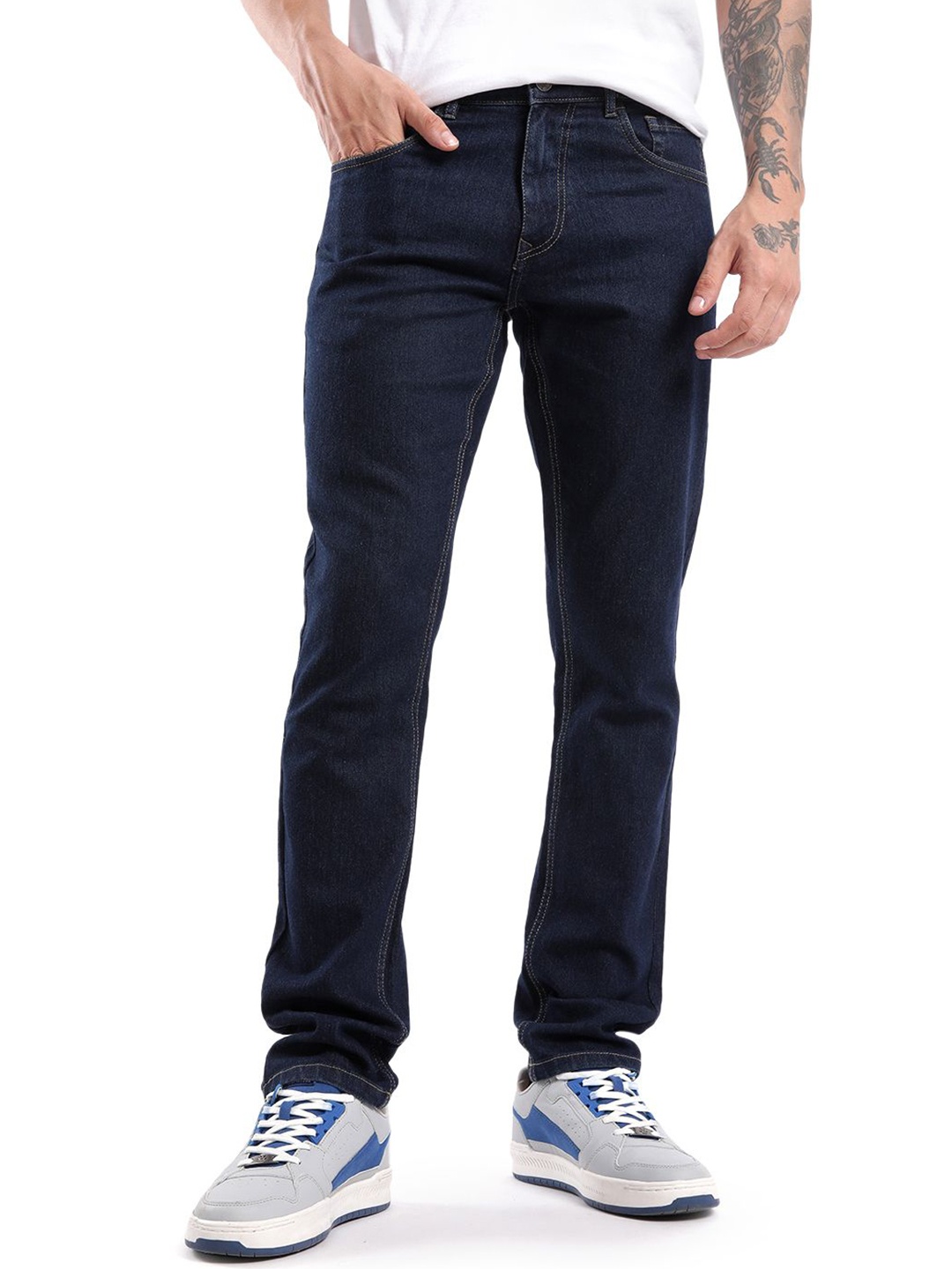 

WROGN Men Cotton Slim Fit Jeans With belt loops, Blue