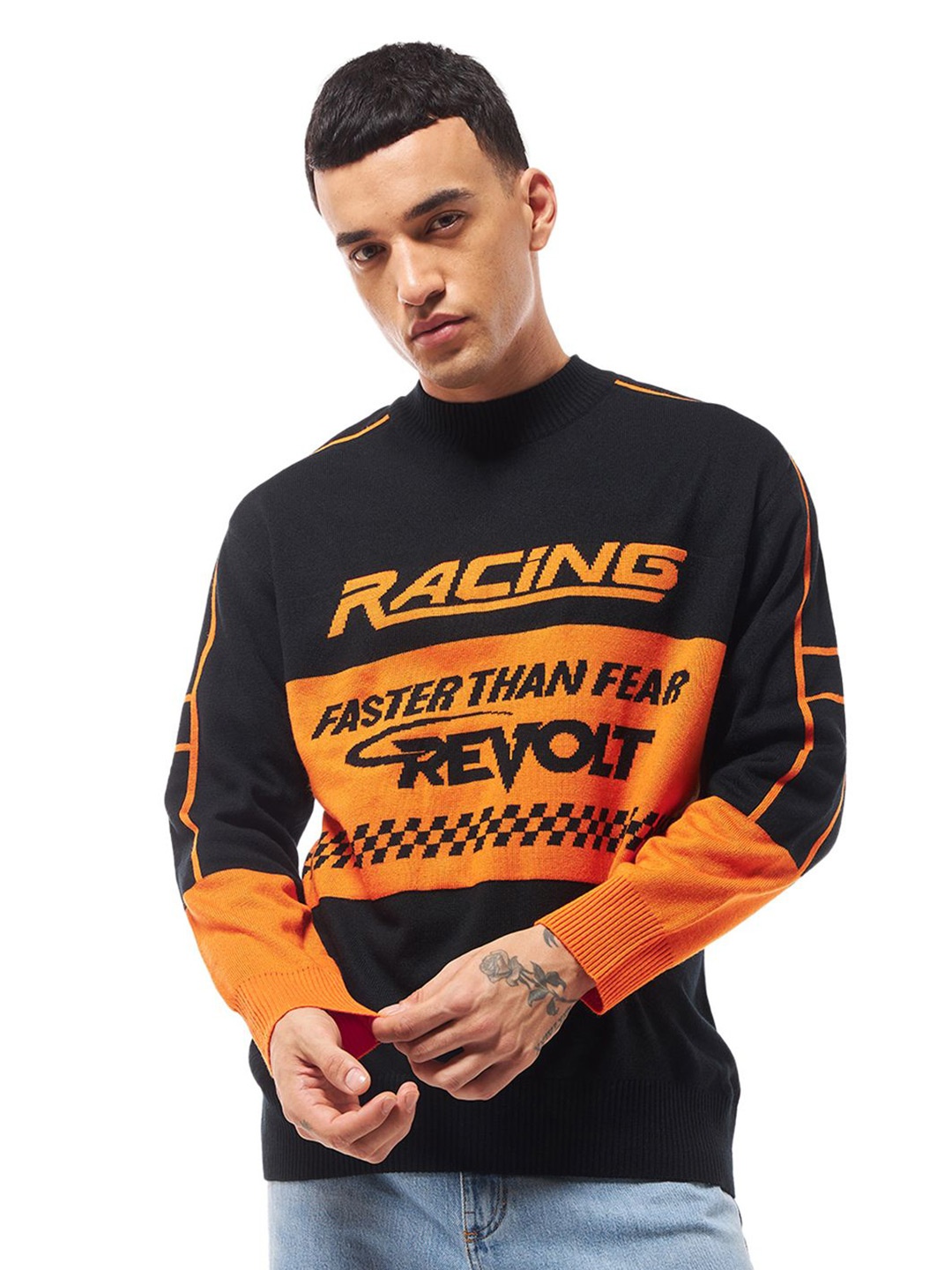 

Bewakoof Men Typography Printed Pullover, Black
