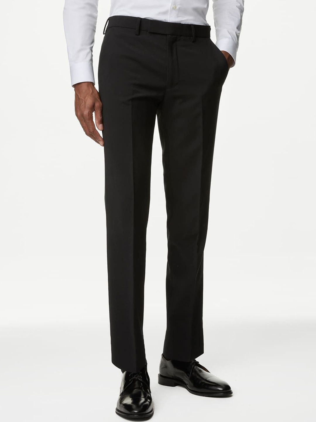 

Marks & Spencer Men Tapered Fit Formal Trousers, Black