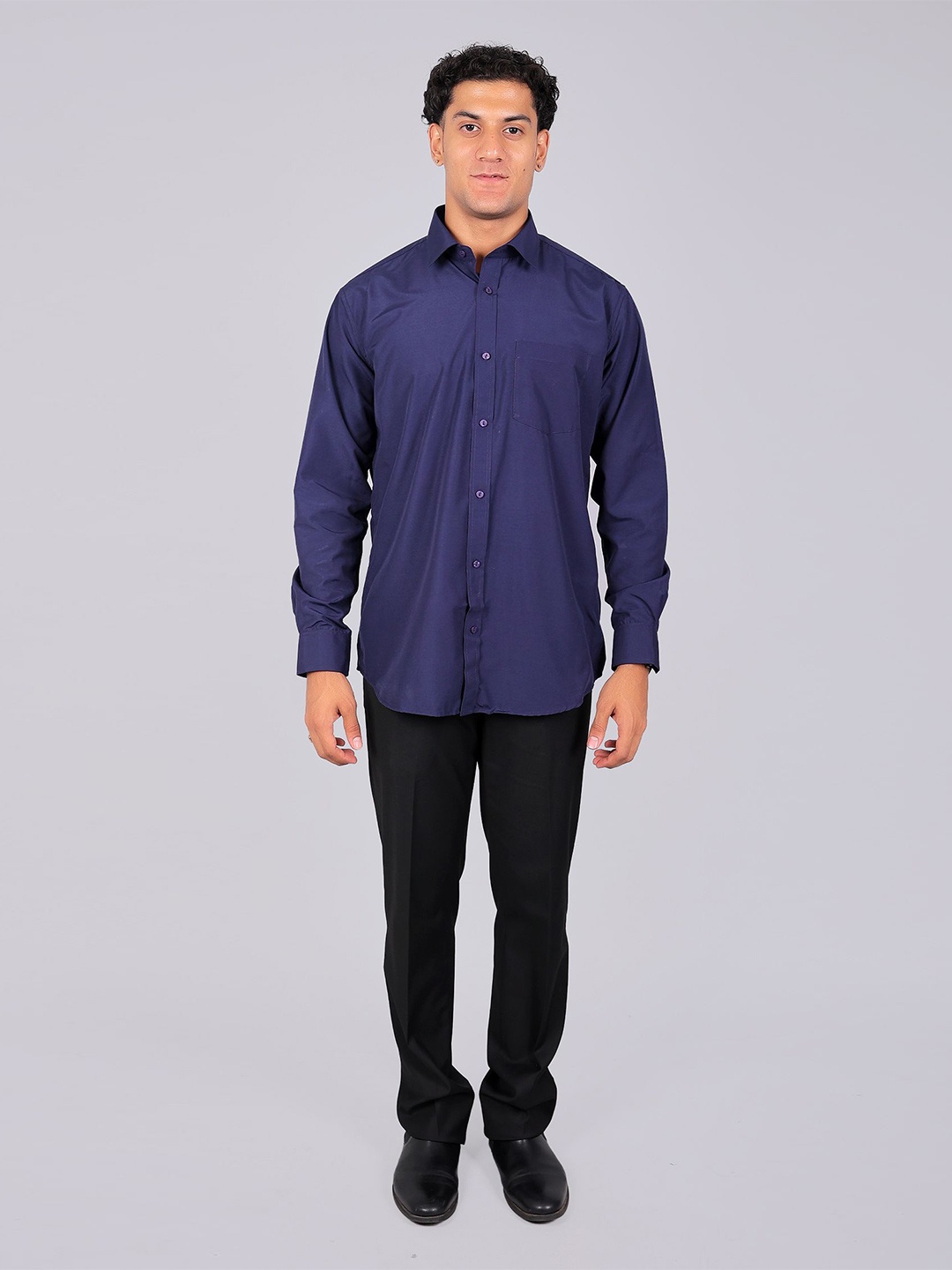 

BLUEBIRD Men Comfort Spread Collar Solid Cotton Casual Shirt, Purple