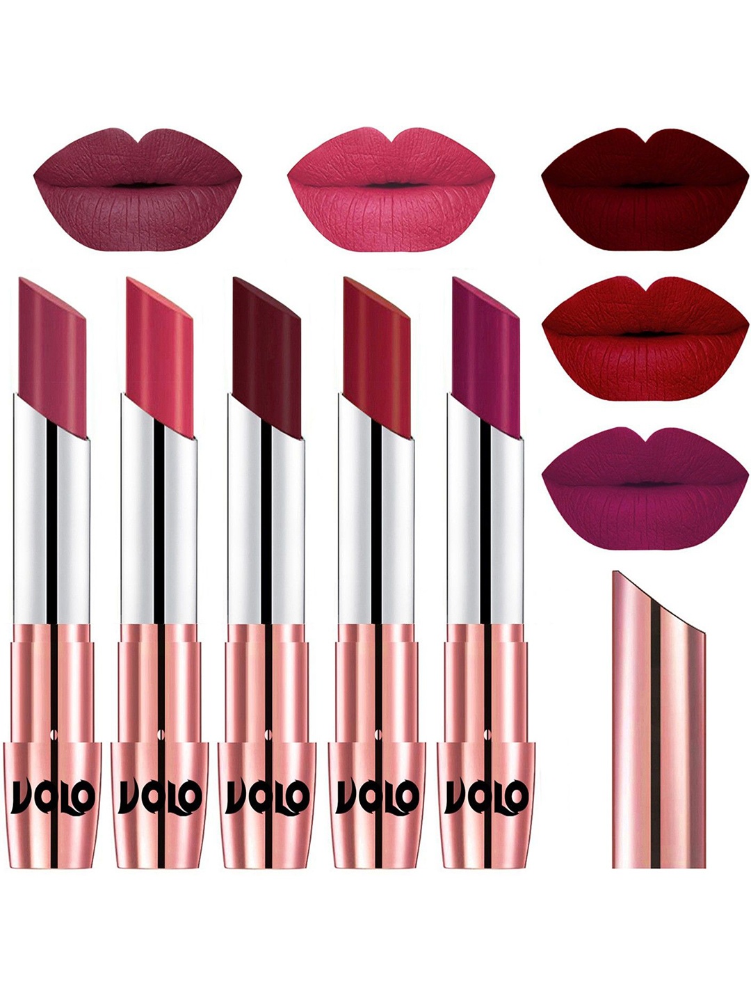 

VOLO Set Of 5 Creme Matte Lipstick - 3.5g Each - 38-41-42-43-45, Multi