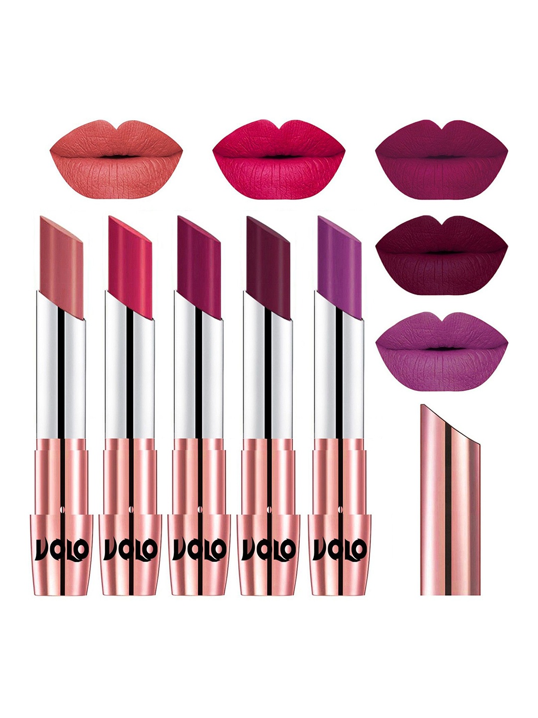 

VOLO Set Of 5 Creme Matte Lipstick-3.5 g Each-32-44-45-47-48, Pink