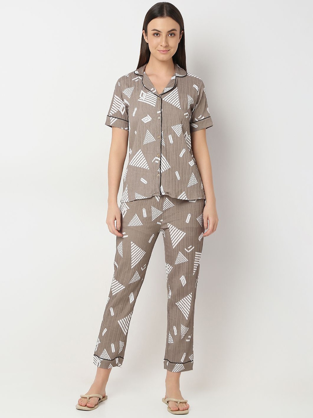 

Smarty Pants Women Printed Night suit, Brown