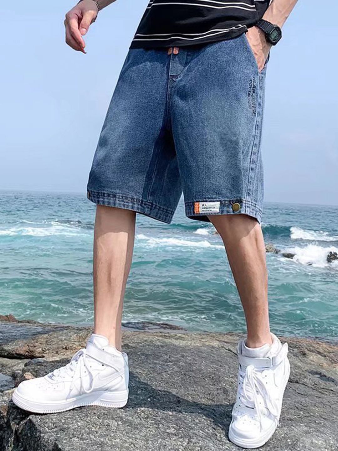 

HERE&NOW Men Denim Shorts, Blue