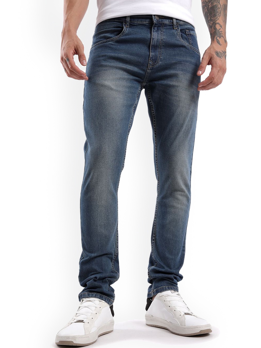 

WROGN Men Slim Fit Heavy Fade Jeans, Blue