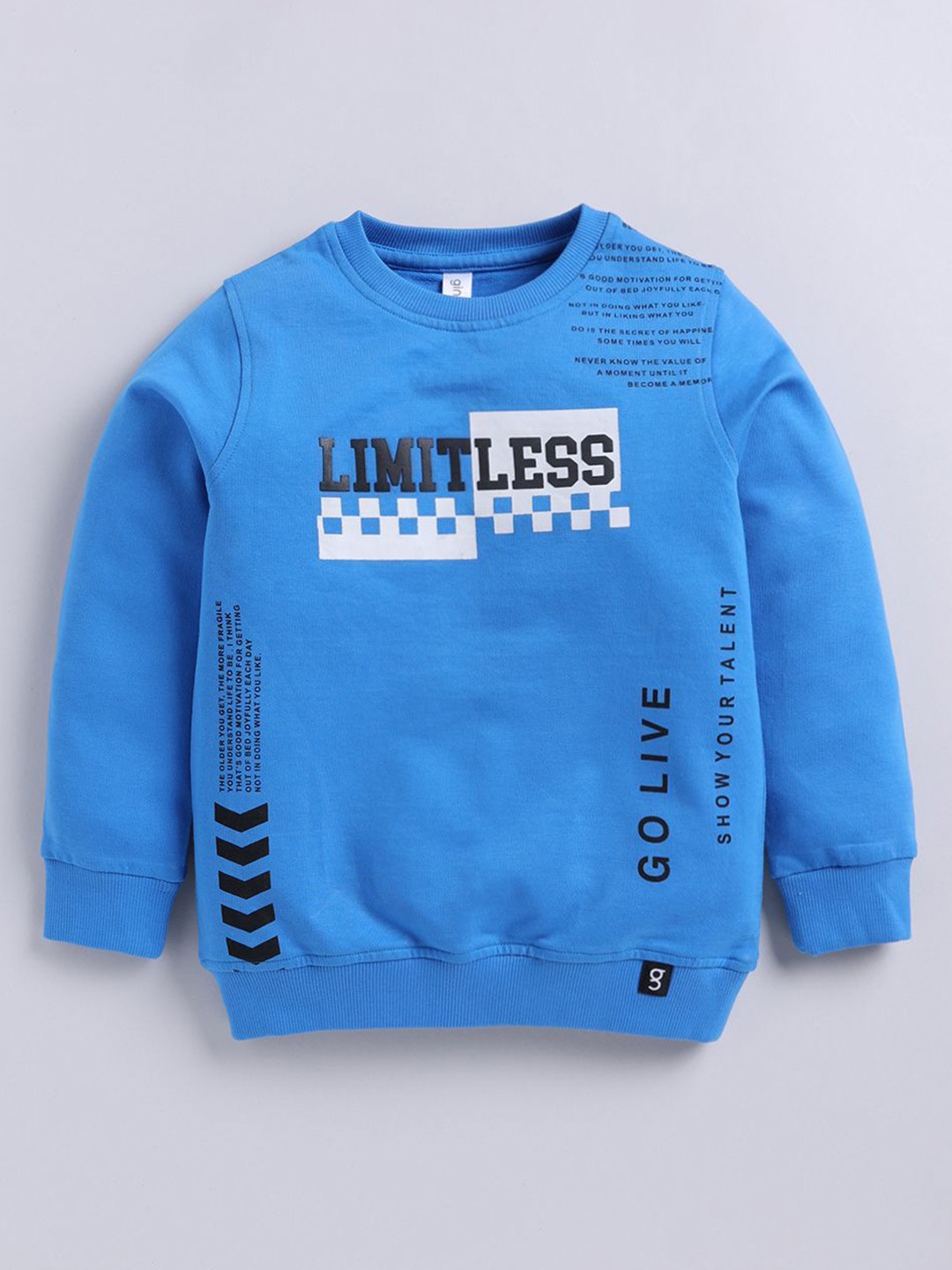 

Ginie Boys Typography Round Neck Printed Sweatshirt, Blue