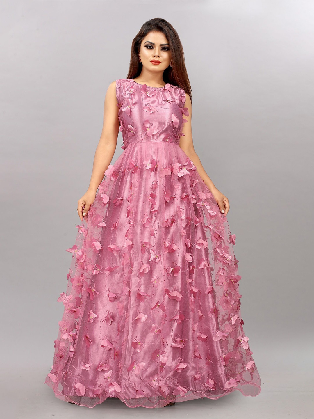 

LADY SHOPI Net Gown Maxi Dress, Rose gold
