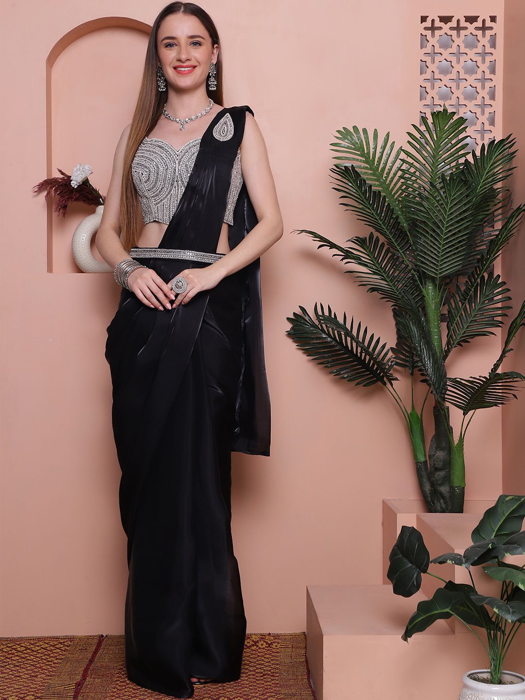 

Mitera Ready to Wear Saree, Black