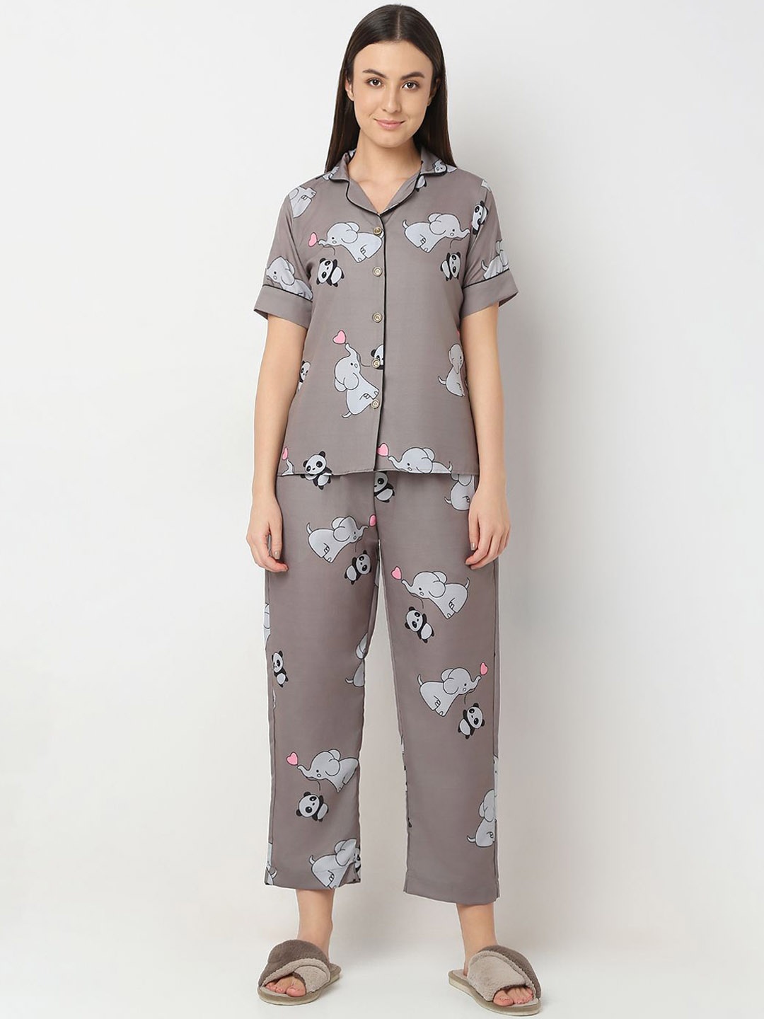 

Smarty Pants Women Printed Night suit, Brown