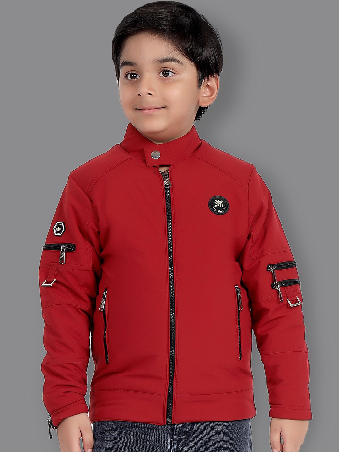 

SKY HEIGHTS Boys Bomber Jacket with Zip Detail, Red