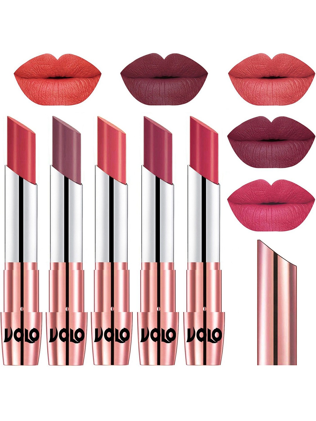 

VOLO Set Of 5 Creme Matte Lipstick - 3.5 g Each - 33-36-37-38-41, Multi