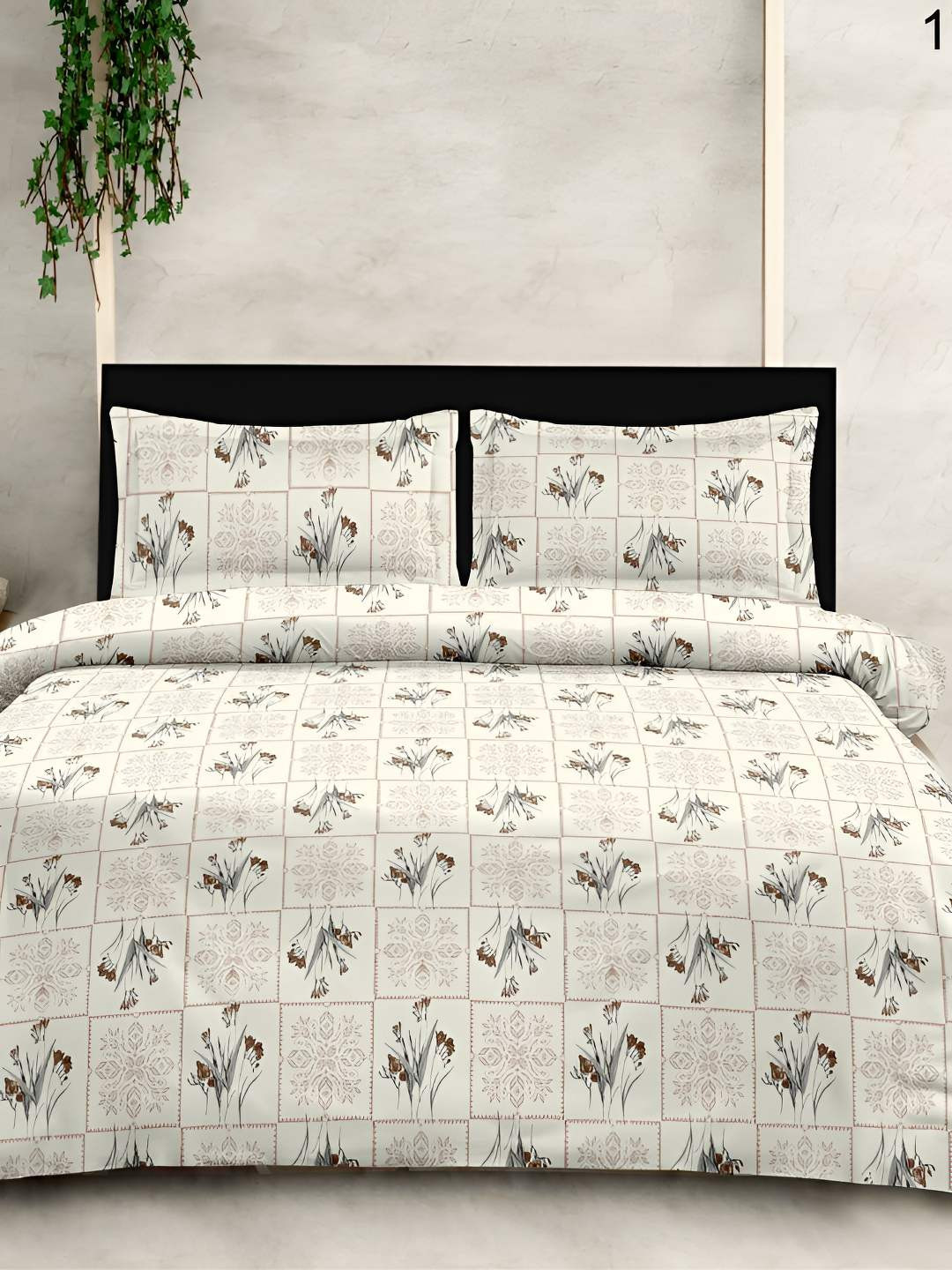 

Sleeping Owls- because your sleep matters Green Floral Cotton 210 TC King Bedsheet set