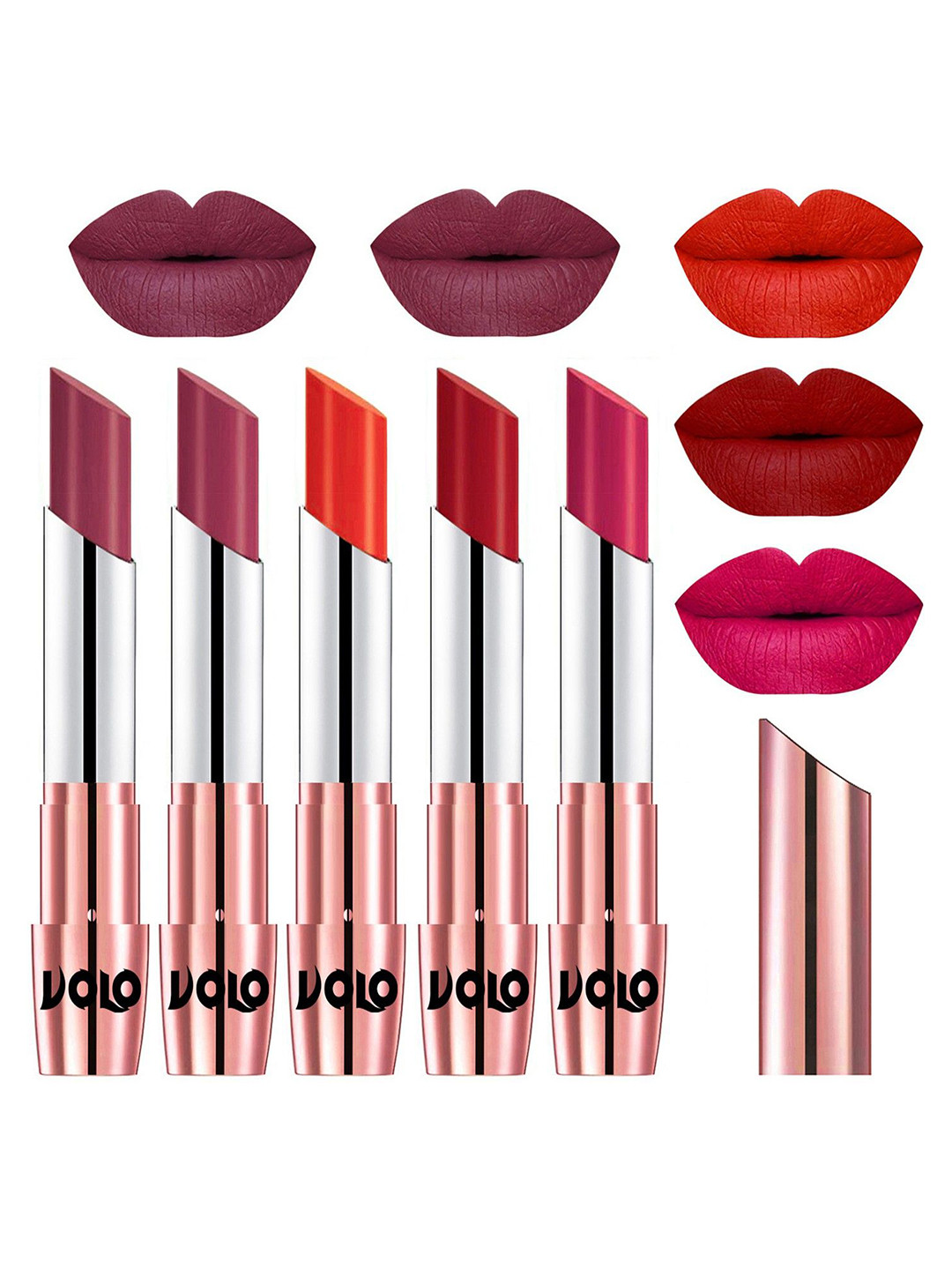 

VOLO Set Of 5 Creme Matte Lipstick-3.5g-31 38 39 40 44, Multi