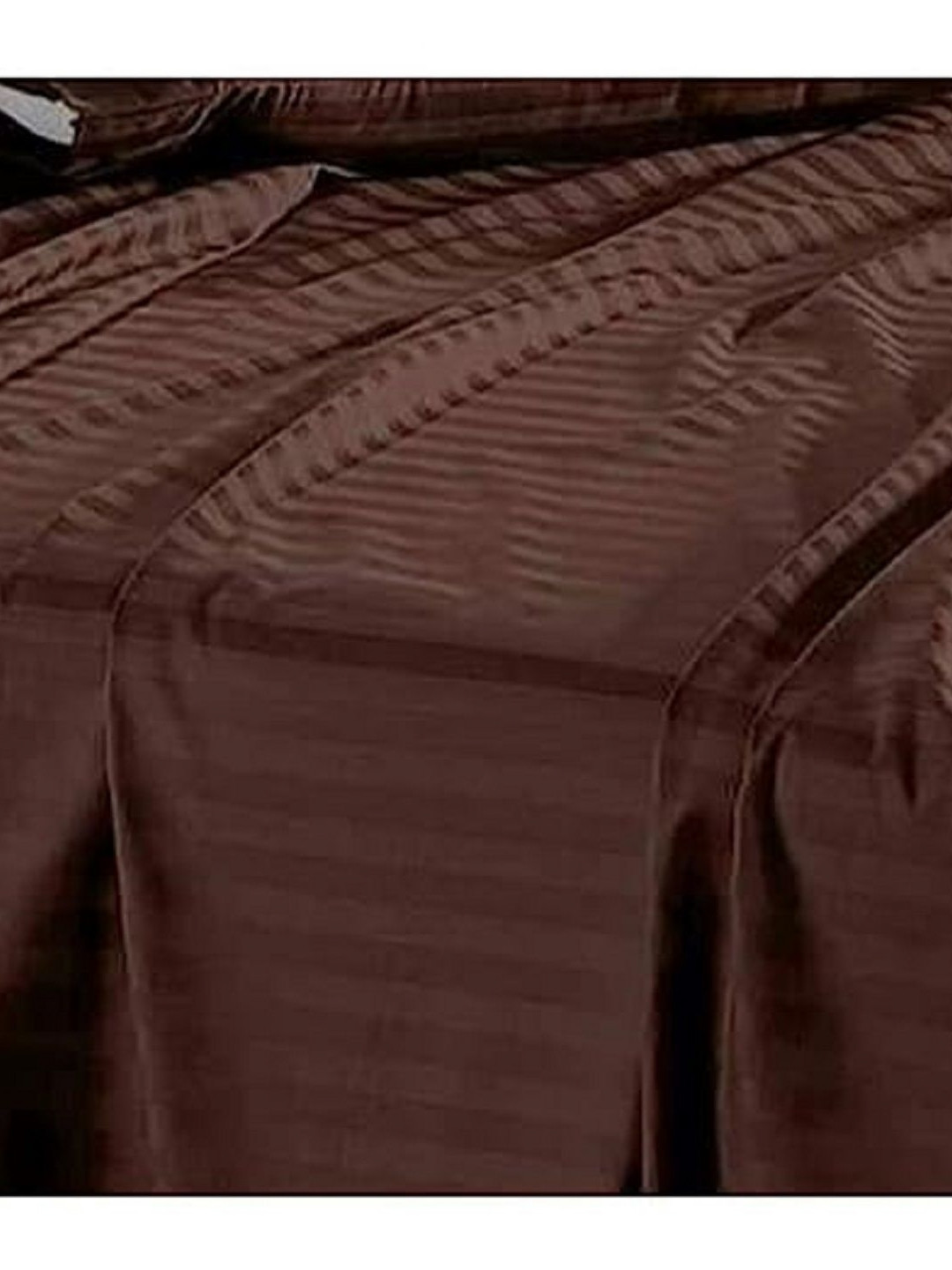 

HOMEZADO Brown Satin Striped 300 TC Queen Bedsheet with 2 Pillow Covers