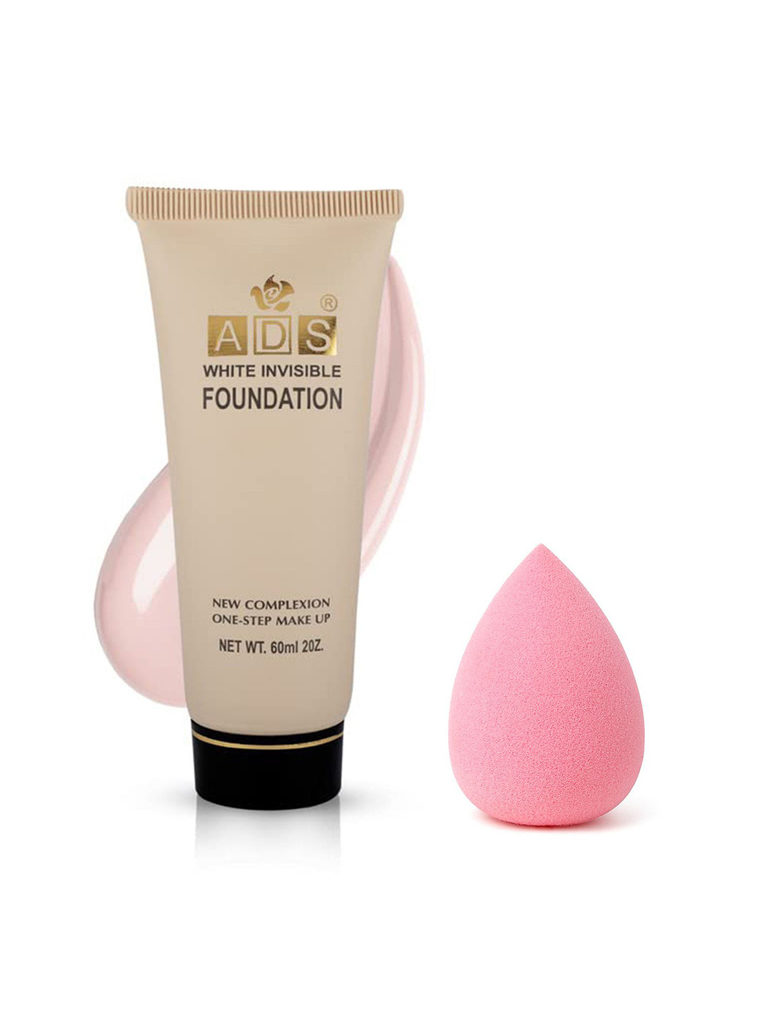 

A.D.S White Invisible Foundation & Sponge Beauty Blender Puff, 60gm Shade-02, Tan