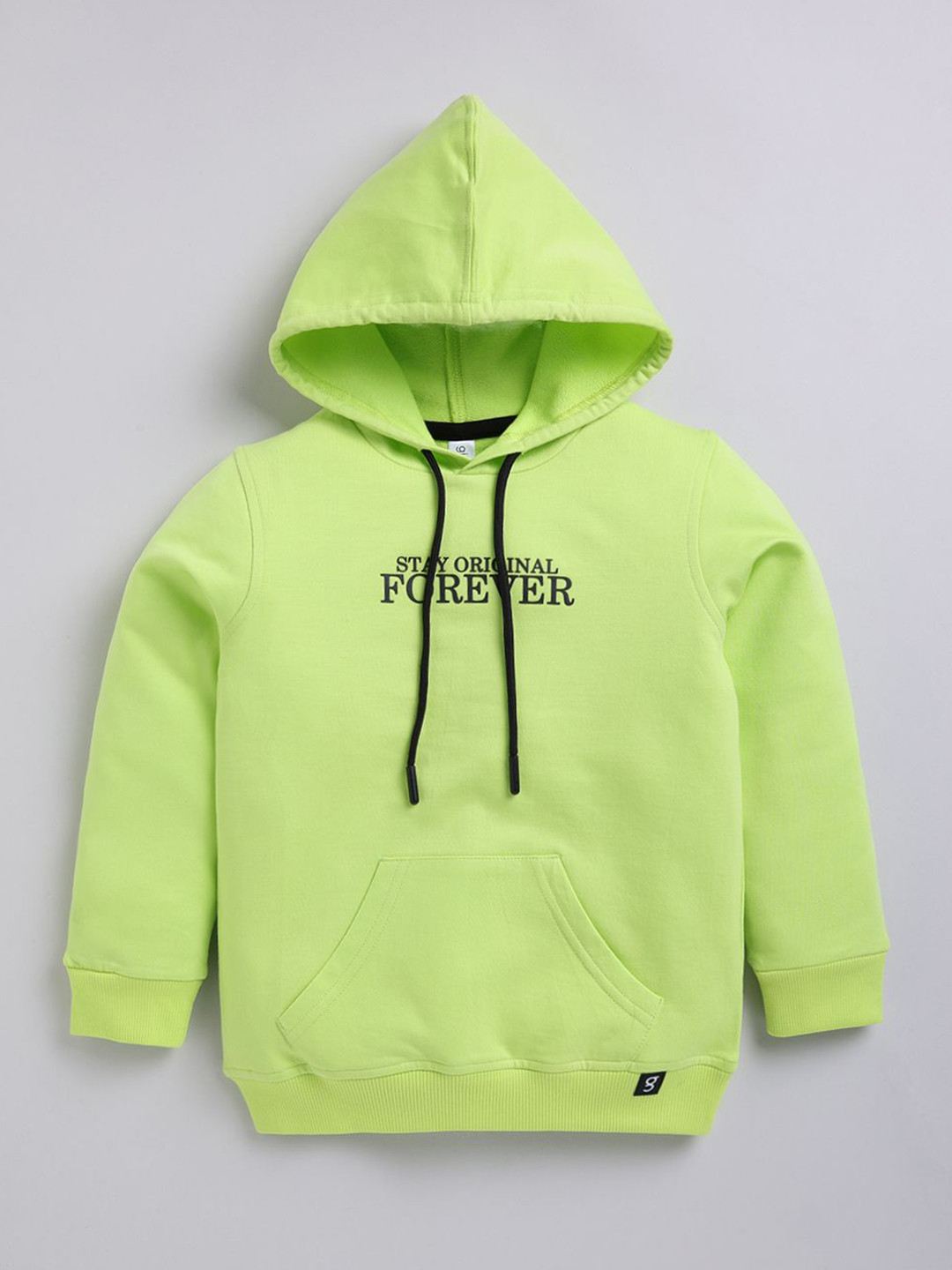 

Ginie Boys Typography Printed Hooded Sweatshirt, Green
