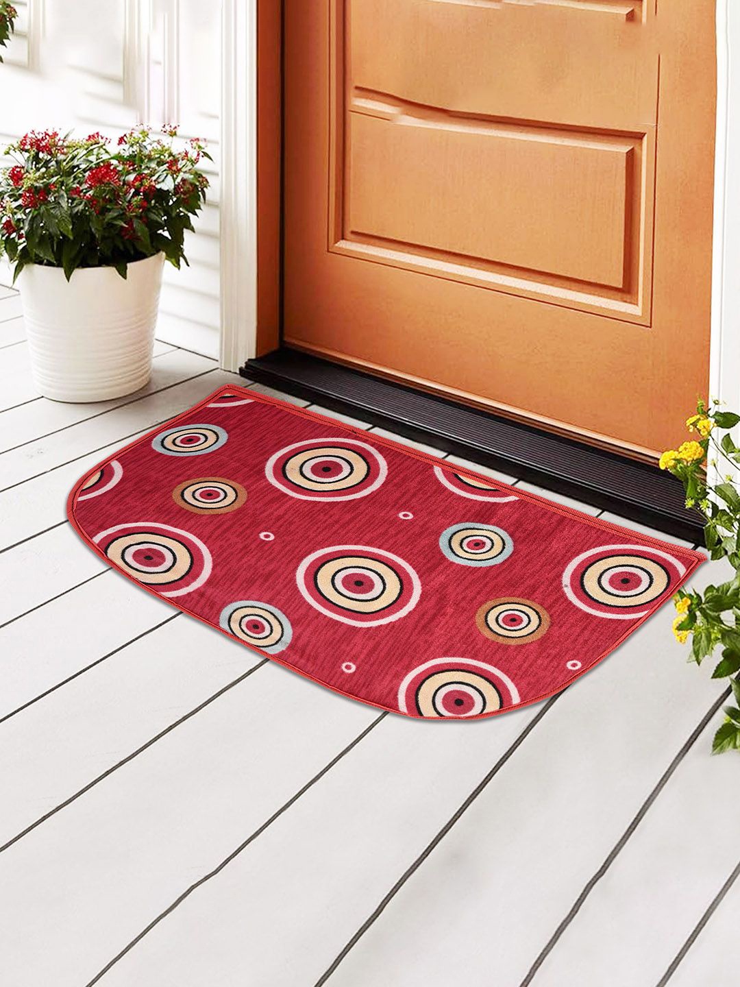 

Kuber Industries Red & Cream Printed Anti Skid Door Mat