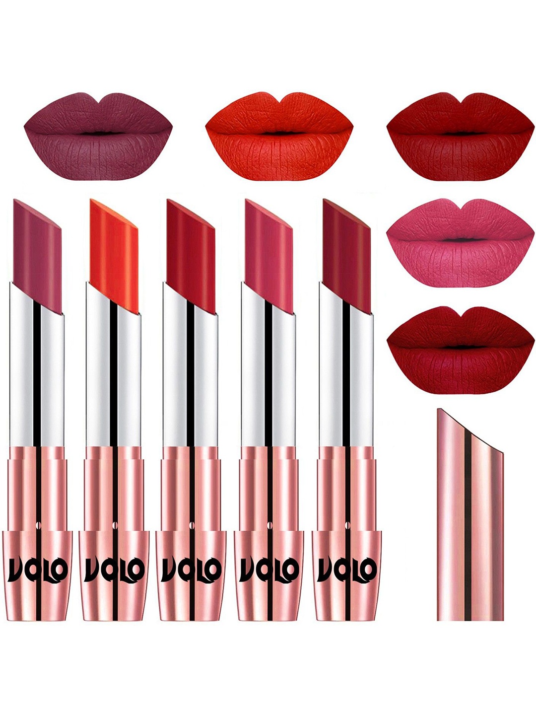 

VOLO Set Of 5 Creme Matte Lipstick - 3.5g Each - 38-39-40-41-43, Multi