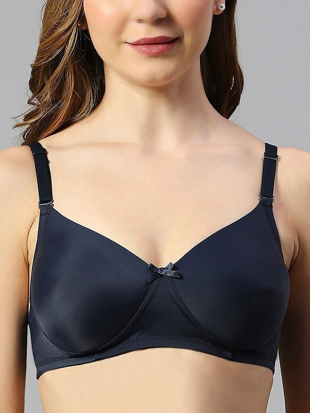 

DressBerry Women Solid Medium Coverage Lightly Padded T-shirt Bra, Navy blue