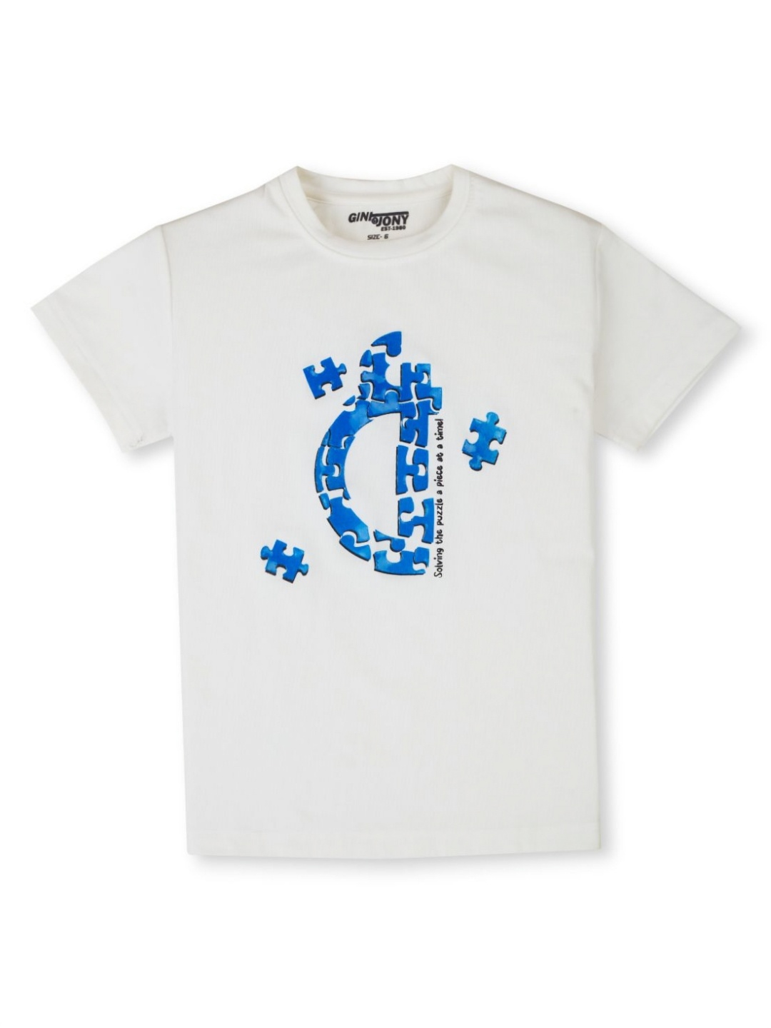 

Gini and Jony Boys Graphic Printed Round Neck Cotton T-shirt, White