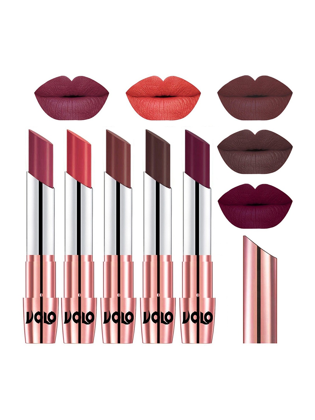 

VOLO Set Of 5 Creme Matte Lipstick 3.5g Each - Cherry-Peach-Coffee-Chocolate-Wine