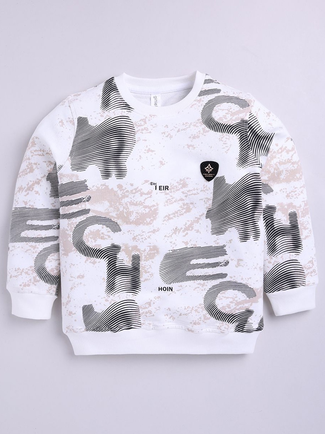 

Ginie Boys Typography Printed Round Neck Sweatshirt, White