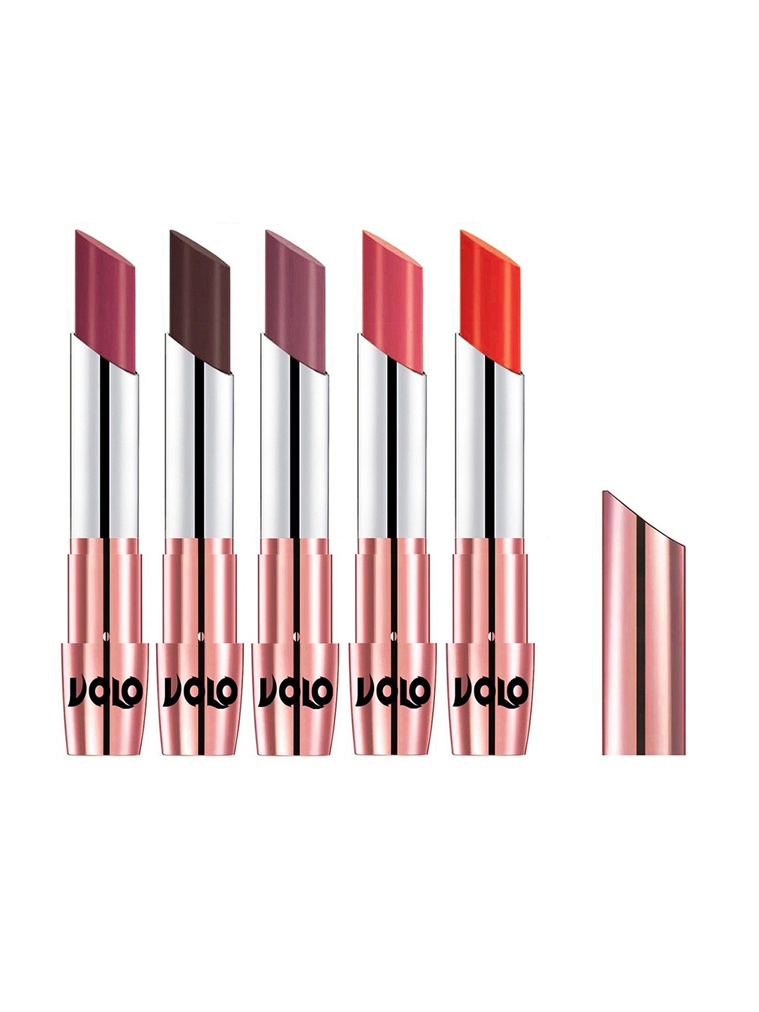 

VOLO Set Of 5 Creme Matte Lipstick - Cherry 31-Plum 36-Dark Peach 37-Chocolate 35-Coral 39, Brown