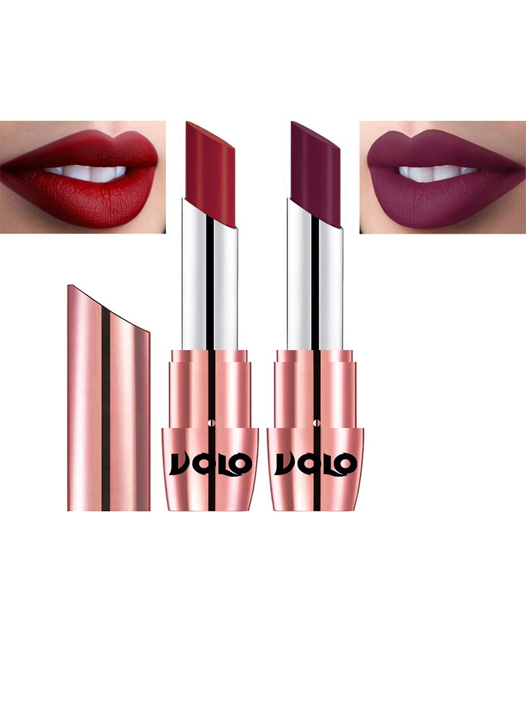 

VOLO Set Of 2 Creme Matte Lipstick - 3.5 g Each - 643 - Rose Pink 647 - Maroon, Multi